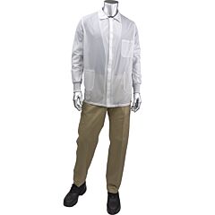 Uniform Technology Br49Ac-44Wh-3Xl Statstar Short Esd Labcoat - Esd Knit Cuff, White, Size 3X-Large