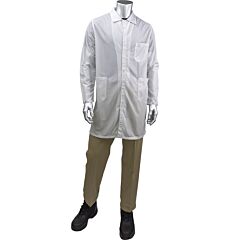 Uniform Technology Br51-44Wh-L Statstar Long Esd Labcoat, White, Size Large