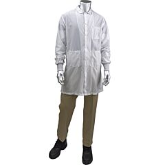 Uniform Technology Br51C-44Wh-Xs Statstar Long Esd Labcoat - Esd Knit Cuff, White, Size X-Small