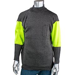 Kut Gard P190Sp3Cmhvbuv-Pp1-Tl-L Ata® Blended Cut Resistant Pullover With Hi-Vis Sleeves, Dark Gray, Size Large