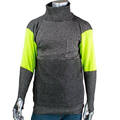 Pip P601Bp4Cmhvbpp1Th-S Ata® Blended Cut Resistant Pullover With Hi-Vis Sleeves, Dark Gray, Size Small