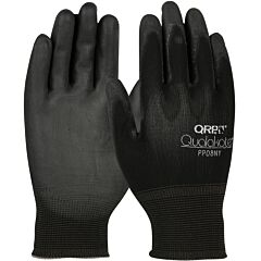 Qrp Ppdbnym Seamless Knit Nylon Gloves With Polyurethane Grip On Palm & Fingers, Black, Size Medium