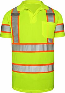 Gss Safety 5017 Class 3 Two Tone Short Sleeve Polo Shirt, Lime, Size X-Large