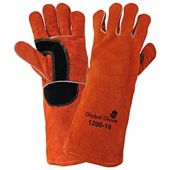Global Glove 1200-16 Premium-Grade Split Cowhide Welding Gloves, Cut Level A2, Size One Size