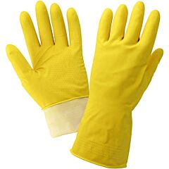 Global Glove 150Fe Economy Flock-Lined Yellow Latex Unsupported Gloves With Honeycomb Pattern Grip, Size Medium