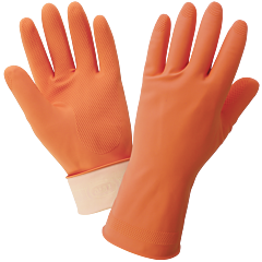 Global Glove Frogwear 180F Orange 18-Mil Flock-Lined Latex Diamond Pattern Grip Unsupported Gloves, Size X-Large