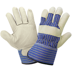 Global Glove 1900 Premium Grain Cowhide Gunn Cut Leather Palm Gloves, Size Small