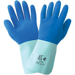 Global Glove Frogwear 212 Supported Cotton-Lined Blue Flexible Natural Rubber Latex Gloves, Size Medium