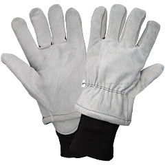 Global Glove 2800F Heavy Gray Standard-Grade Split Cowhide Leather Insulated Freezer Gloves, Size Large