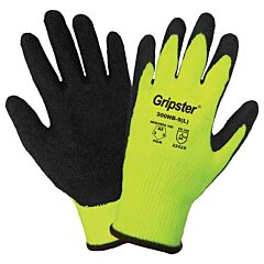 Global Glove Gripster 300Nb Cut Resistant Hi-Vis Etched Rubber-Coated Palm Gloves, Size Large