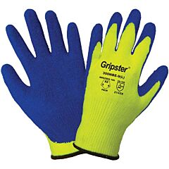 Global Glove Gripster 300Nbe Cut Resistant Hi-Vis Etched Rubber-Coated Palm Gloves, Size X-Large