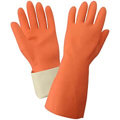 Global Glove Frogwear 30Ft Heavy 30-Mil Flock-Lined Orange Rubber Latex With Honeycomb Pattern Grip Unsupported Gloves, Size Large