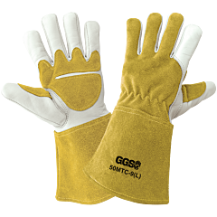 Global Glove 50Mtc Premium Cowhide Welding Gloves With Fleece Lining, Size Small
