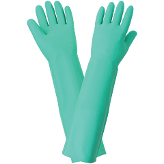 Global Glove Frogwear 522 Extra-Long 22-Mil Green Nitrile Unsupported Gloves With A Raised Diamond Pattern Grip, Size Medium