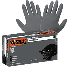 Global Glove Panther-Guard 600F Heavyweight Nitrile, Powder-Free, Examination-Grade, Steel Gray, 6-Mil, Flock Lined, Textured Fingertips, 9.5-Inch Disposable Gloves, Size X-Large