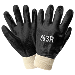 Global Glove 603R Economy Black Pvc On Cotton Interlock Liner Solvent Resistant Gloves, One Size