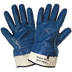 Global Glove 617 Solid Nitrile Fully Coated Two-Piece Jersey Gloves, Cut Level A2, Size X-Large