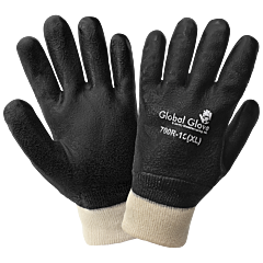 Global Glove 700R Jersey Liner Double-Coated With Black Pvc Chemical Handling Gloves, Size X-Large