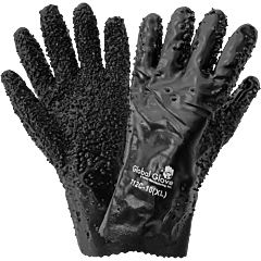 Global Glove 712C Premium Double-Coated Black Chip Finish Pvc 12-Inch Chemical Handling Gloves, Size X-Large