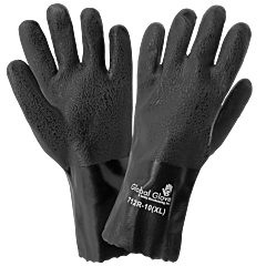 Global Glove 712R Jersey Liner Double-Coated With Black Pvc 12-Inch Chemical Handling Gloves, Size X-Large