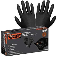Global Glove Panther-Guard 800F Heavyweight Nitrile, Powder-Free, Industrial-Grade, Black, 8-Mil, Flock Lined, Textured Fingertips, 11-Inch Disposable Gloves, Size 2X-Large