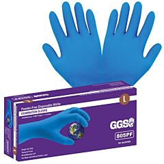 Global Glove 805Pf Heavyweight Nitrile, Powder-Free, Examination-Grade, Blue, 8-Mil, Textured Fingertips, 11-Inch Disposable Gloves, Size Large