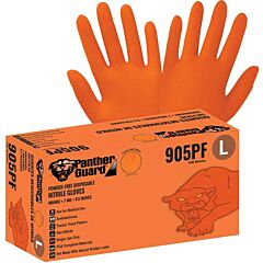 Global Glove Panther-Guard 905Pf Heavyweight Nitrile, Powder-Free, Industrial-Grade, Hi-Vis Orange, 7-Mil, Tractor Tread Pattern, 9.5-Inch Disposable Gloves, Size Small