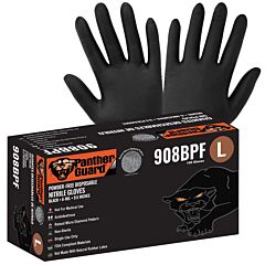 Global Glove Panther-Guard 908Bpf Heavyweight Nitrile, Powder-Free, Industrial-Grade, Raised Micro-Diamond Pattern, Black, 6-Mil, 9.5-Inch Disposable Gloves, Size 2X-Large
