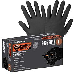 Global Glove Panther-Guard 965Bpf Heavyweight Nitrile, Powder-Free, Industrial-Grade, Black, 6-Mil, Tractor Tread Pattern, 9.5-Inch Disposable Gloves, Size X-Large