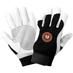 Global Glove Hot Rod Gloves Av3008 Premium-Grade Grain Goatskin Leather Palm Mechanics Style Gloves With An Anti-Shock/Vibration Dampening Palm, Size Medium