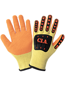 Global Glove Vise Gripster C.I.A. Cia600Kv Cut/Impact Resistant Rubber-Coated Palm Hi-Vis Gloves, Cut Level A6, Size X-Large