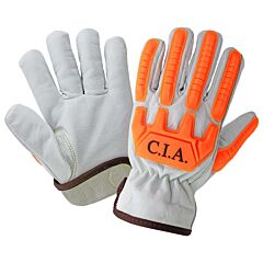 Global Glove Cia7700 Hi-Vis Cut And Impact Resistant Buffalo Leather Drivers Gloves, Cut Level A7, Size 2X-Large