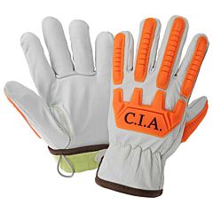 Global Glove Cia7900 Hi-Vis Cut, Impact, Oil, And Water-Resistant Premium Leather Drivers Gloves, Cut Level A9, Size Small