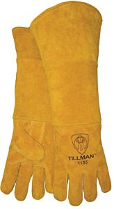 Tillman 1155 16" Bourbon Brown Side Split Cowhide Cotton/Foam Lined Stick Welders Gloves, Size Large