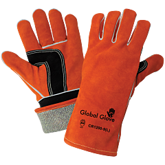 Global Glove Cr1200 Premium Cowhide Split Full Leather Mig/Tig Welding Cut, Heat, And Puncture Resistant Gloves - Limited Stock, Cut Level A4, Size Small
