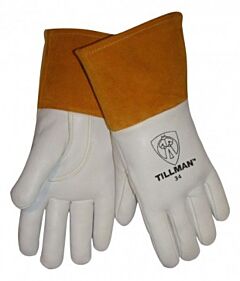 Tillman 34L Top Grain Split Cowhide Unlined Palm And Foam Lined Back Lined Mig Welders Gloves, Size Large