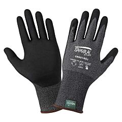 Global Glove Samurai Glove Cr921 Salt-And-Pepper Cut Resistant Coated Touch Screen Gloves Made With 21-Gauge Tuffalene® Platinum, Cut Level A4, Size X-Small