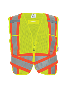 Global Glove Frogwear Glo-002Adj Hi-Vis Mesh Polyester Adjustable Vest, Class 2, Size Medium/X-Large