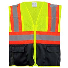 Global Glove Frogwear Glo-0036 Mesh Polyester Surveyors Safety Vest, Class 2, Size Small