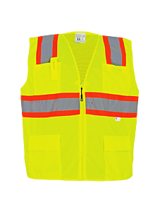 Global Glove Frogwear Glo-003 Solid And Mesh Surveyors Vest, Class 2, Size X-Large