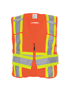 Global Glove Frogwear Glo-005Adj Hi-Vis Orange Lightweight Mesh Polyester Adjustable Vest, Class 2, Size 2X/3X-Large