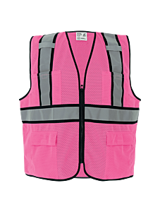 Global Glove Frogwear Glo-0066 Enhanced Visibility Pink Surveyors Safety Vest, Size Small
