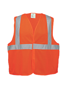 Global Glove Frogwear Go-006V Lightweight Orange Mesh Polyester Safety Vest, Class 2, Size Large