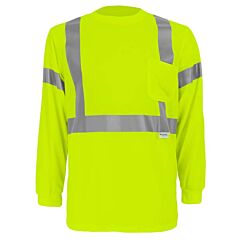 Global Glove Frogwear Go-008S Self-Wicking Hi-Vis Yellow/Green Long-Sleeved Shirt With Reflective, Class 3, Size Large