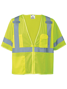 Global Glove Frogwear Go-011Fr Self-Extinguishing Hi-Vis Short-Sleeved Safety Vest, Class 3, Size Large
