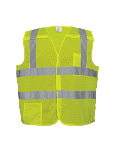 Global Glove Frogwear Glo-01Ba Yellow/Green Lightweight Mesh Polyester Breakaway Vest, Class 2, Size X-Large