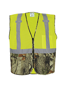 Global Glove Frogwear Glo-020 Hi-Vis Yellow/Green Safety Vest With Camouflage Bottom, Class 2, Size 6X-Large