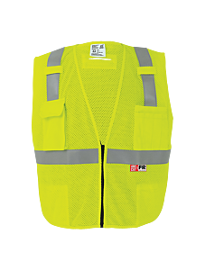 Global Glove Frogwear Glo-022Fr Flame-Resistant Hi-Vis Yellow/Green Surveyors Vest, Class 2, Size 3X-Large