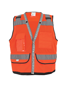 Global Glove Frogwear Glo-058 Lightweight Hi-Vis Orange Mesh And Solid Surveyors Safety Vest, Class 2, Size 3X-Large