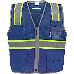 Global Glove Frogwear Glo-067B Blue Enhanced Visibility Surveyors Safety Vest, Size 4X-Large